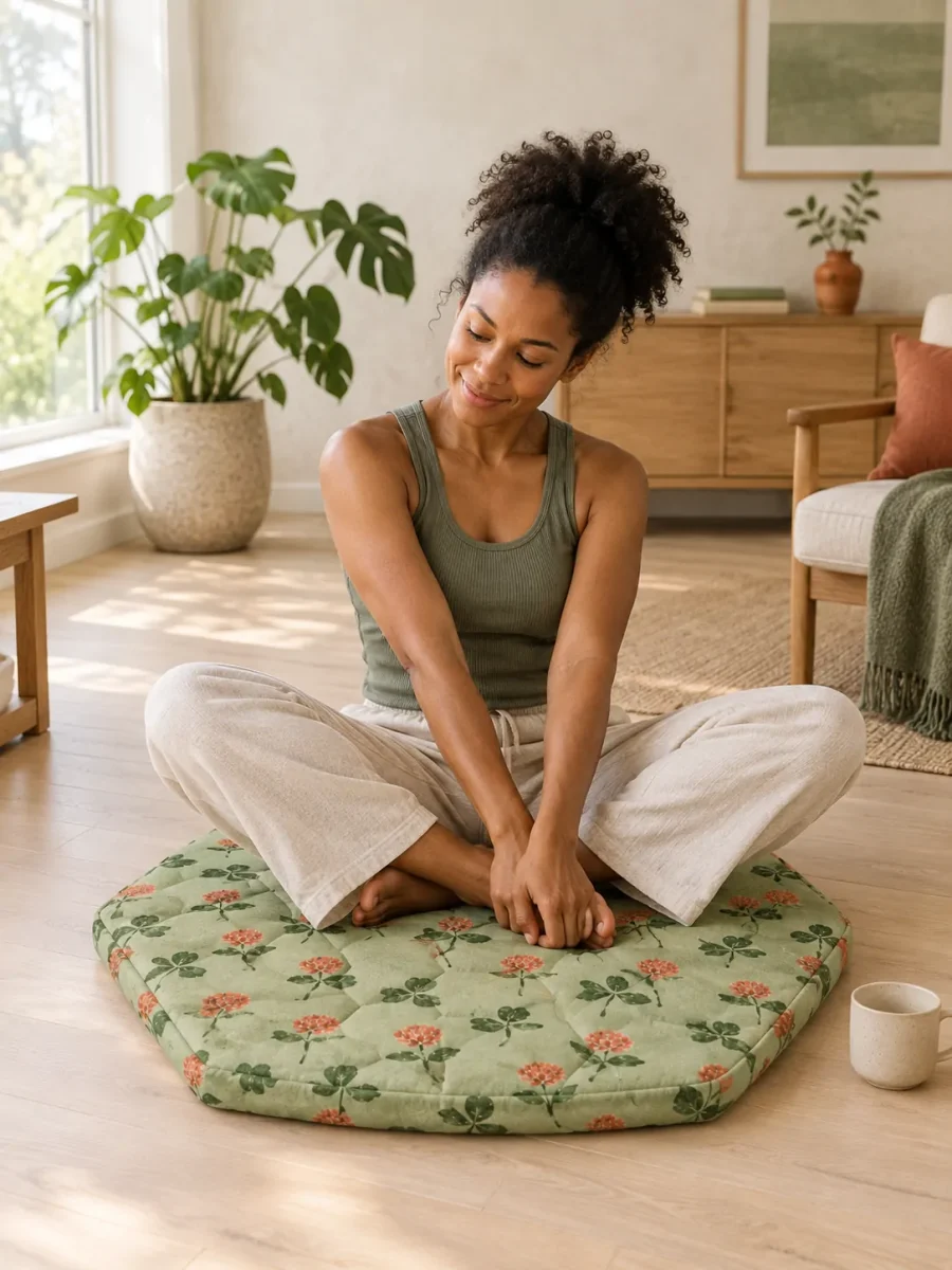 Clover Hex Floor Mat in use at home