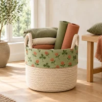Clover Round Basket in use at home