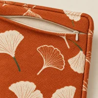 Column Cover · Ginkgo, close-up of the print and stitching