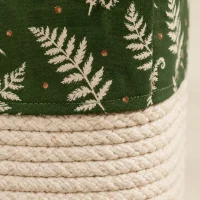 Fern Cube Basket, close-up of the print and stitching