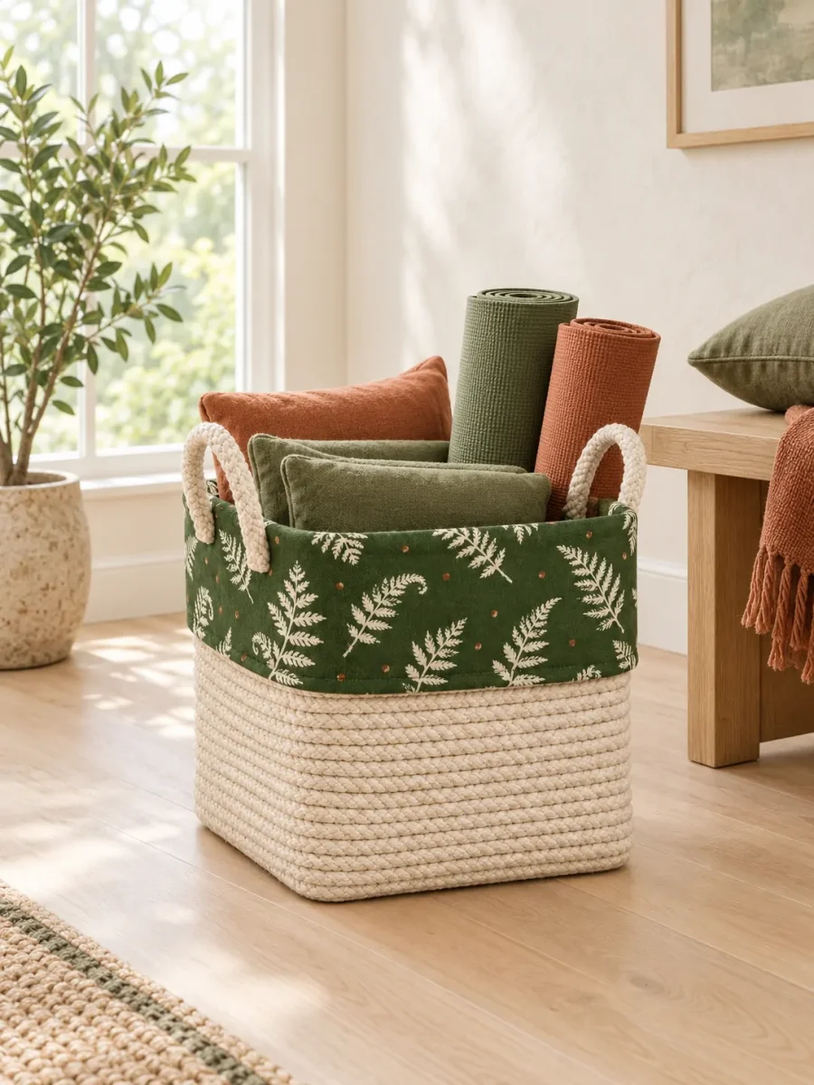 Fern Cube Basket in use at home