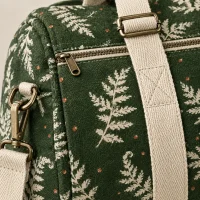 Fern Mat Duffel, close-up of the print and stitching