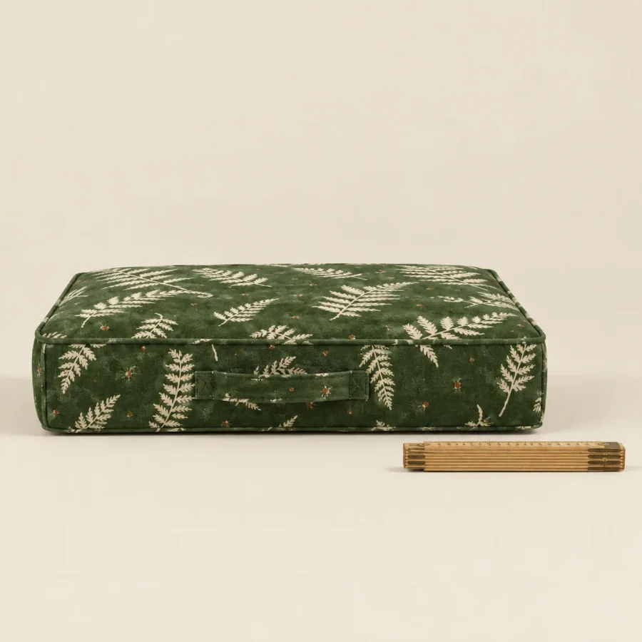 Fern Slab Block, side view with a ruler for scale