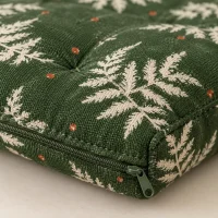 Fern Square Floor Mat, close-up of the print and stitching