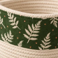 Fern Tile Basket, close-up of the print and stitching