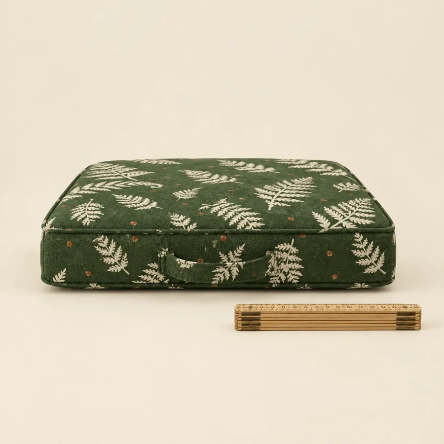 Fern Tile Block, side view with a ruler for scale