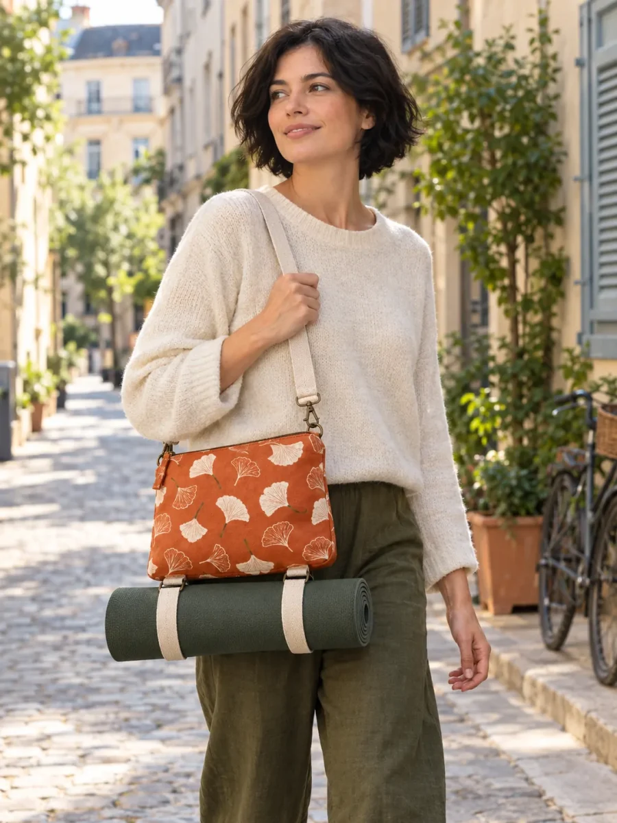Ginkgo Crossbody Mat Sling being carried