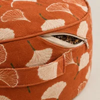 Ginkgo Drum Block, close-up of the print and stitching