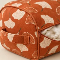 Ginkgo Half Bolster Block, close-up of the print and stitching