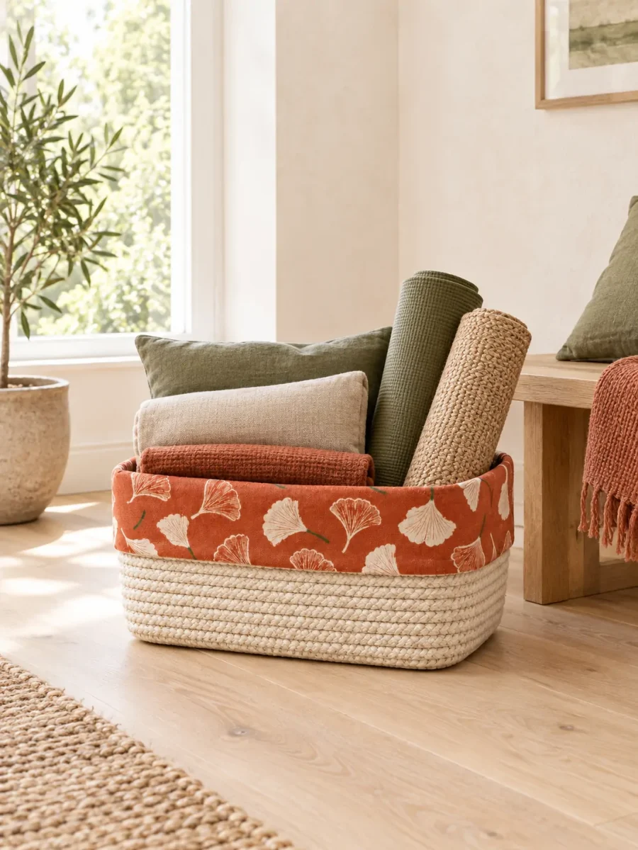 Ginkgo Low Tray Basket in use at home