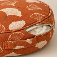 Ginkgo Pebble Block, close-up of the print and stitching