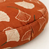 Ginkgo Round Floor Mat, close-up of the print and stitching
