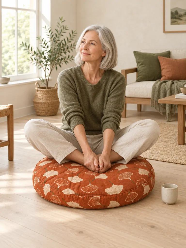 Ginkgo Round Floor Mat in use at home