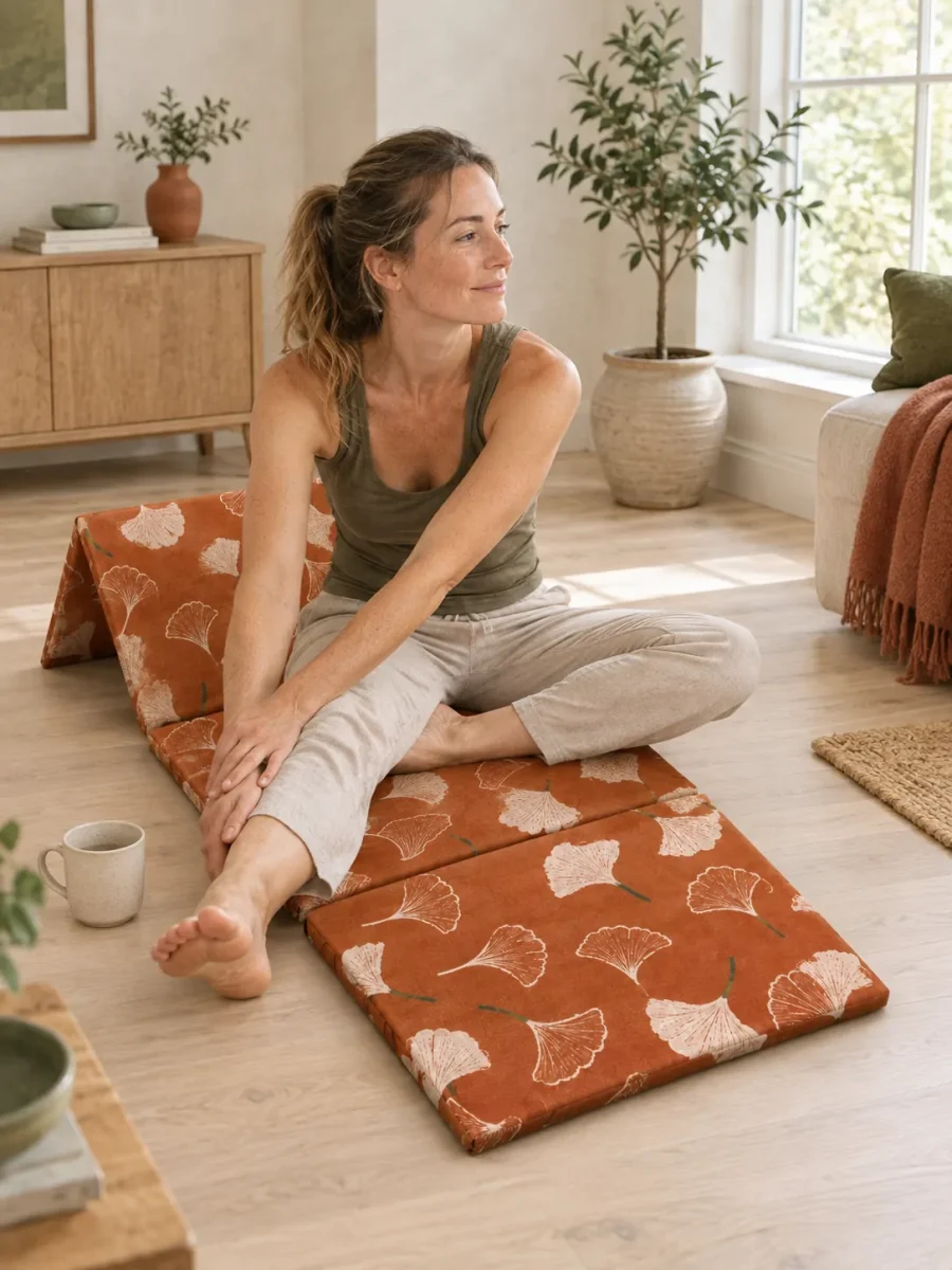 Ginkgo Three-Fold Floor Mat in use at home