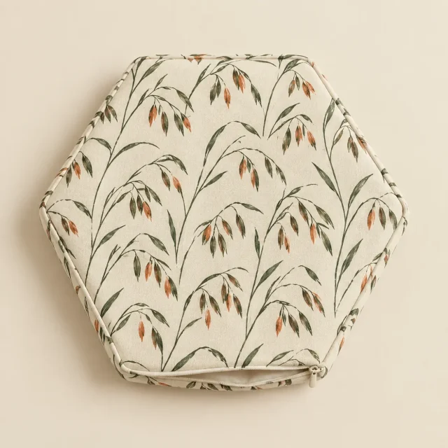 Hex Cover · Oat, laid flat and unzipped