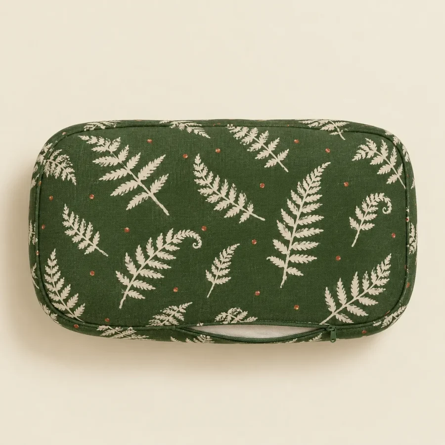 Lozenge Cover · Fern, laid flat and unzipped