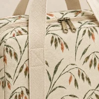 Oat Block Pouch, close-up of the print and stitching
