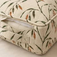 Oat Brick Block, close-up of the print and stitching