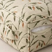 Oat Column Block, close-up of the print and stitching
