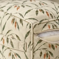 Oat Cube Block, close-up of the print and stitching