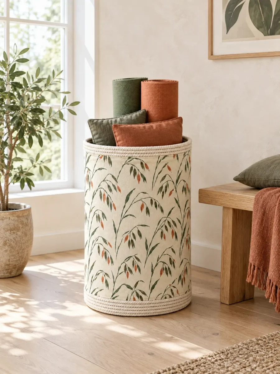 Oat Tall Mat Basket in use at home